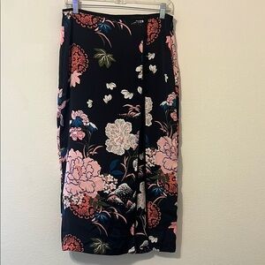Zara Floral Black Midi Skirt